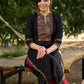Solid Black Cotton Kurta with Ajrakh Yoke and Sleeves