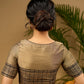 Elegant dark gold cotton silk blouse with traditional block print design - Optional Plain Saree