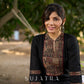 Solid Black Cotton Kurta with Ajrakh Yoke and Sleeves