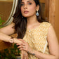 Pastel Flow Ochre Mul Cotton Sleeveless Waistcoat with Delicate Lace Accents