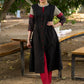 Timeless Black Kurta in Cotton with Ajrakh Accents on Yoke and Sleeves