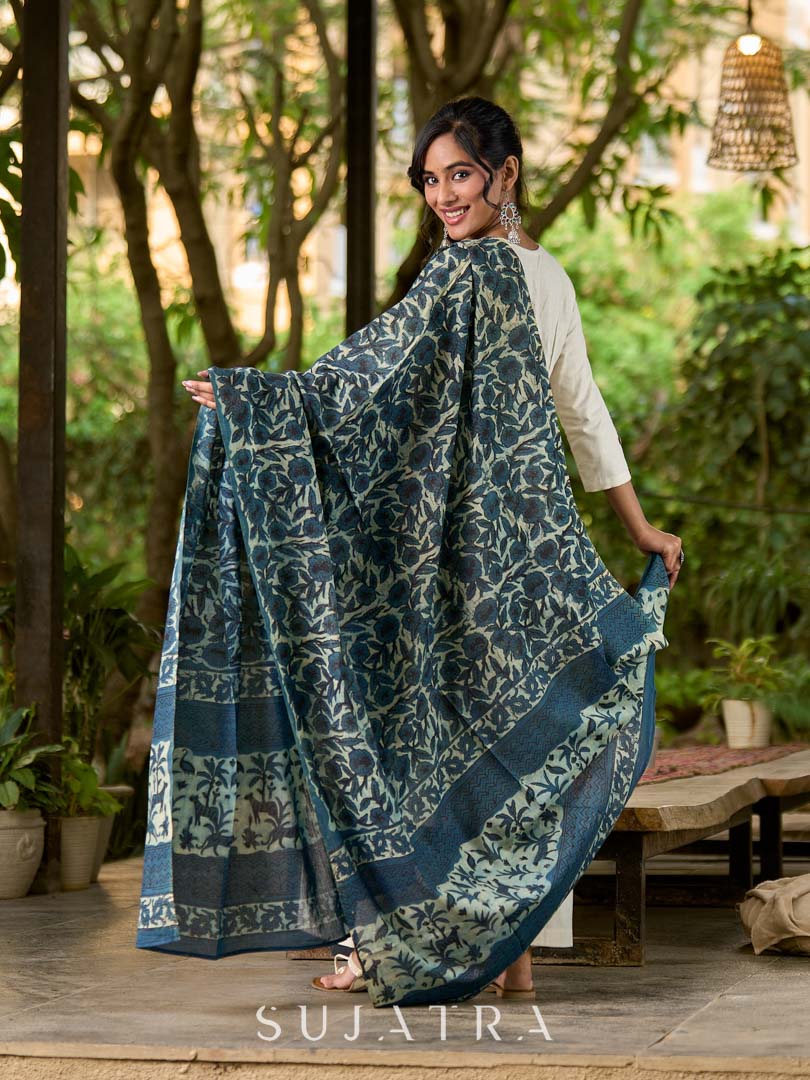 Classic Ivory Cotton Kurta with Subtle Gather Detailing