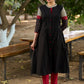 Timeless Black Kurta in Cotton with Ajrakh Accents on Yoke and Sleeves