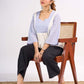 Powder Blue Dobby Cotton Contemporary Top with Soft Gathered Waist