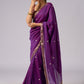 Stunning violet cotton two tone saree with hand embroidery and Benarasi border