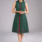 Ikat Emerald Green Cotton Sleeveless Dress