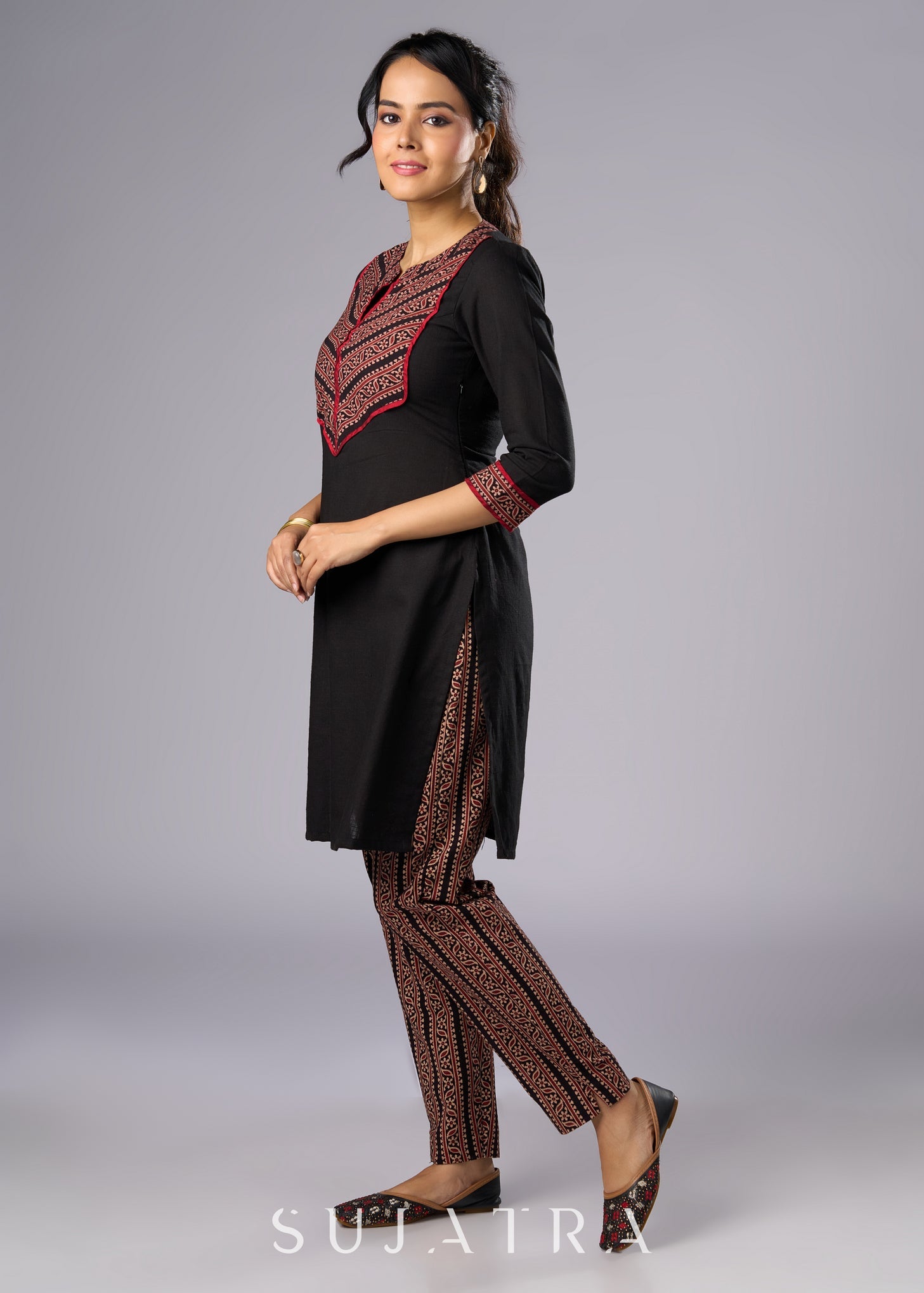 Cotton Ajrakh Black Pant