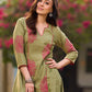 Soft Light Green A-Line Kurta With Artisanal Floral Hand Block Print