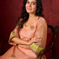 Graceful Peach-Green Combination Chanderi Kurta with Fine Embroidery