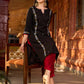 Classic Black Cotton Kurta with Intricate Paisley Embroidery