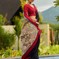 Striking Black Modal Saree with Hand-Painted Madhubani Pallu & Maroon-Blue Border