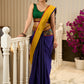 Exquisite Khun saree with hand-painted Kalamkari pallu and detailing