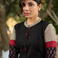 Timeless Black Kurta in Cotton with Ajrakh Accents on Yoke and Sleeves