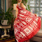 Elegant Red Pure Silk Saree with White Warli Art Print & Folk Motif Pallu
