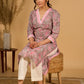 Gleam Grey Cotton Kurta with Paisley Prints and Crochet Charm