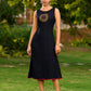 Handcrafted Black Rayon Dress Adorned with Traditional Warli Painting - Jacket Optional