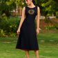 Handcrafted Black Rayon Dress Adorned with Traditional Warli Painting - Jacket Optional