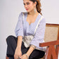 Powder Blue Dobby Cotton Contemporary Top with Soft Gathered Waist