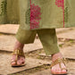 Soft Light Green A-Line Kurta With Artisanal Floral Hand Block Print