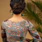 Elegant scallop neck blouse with vibrant kalamkari print  - Optional Plain Saree
