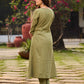 Soft Light Green A-Line Kurta With Artisanal Floral Hand Block Print