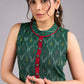 Ikat Emerald Green Cotton Sleeveless Dress