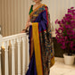Exquisite Khun saree with hand-painted Kalamkari pallu and detailing