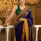 Exquisite Khun saree with hand-painted Kalamkari pallu and detailing