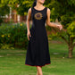 Handcrafted Black Rayon Dress Adorned with Traditional Warli Painting - Jacket Optional