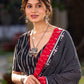 Artisanal Black Ikat Cotton Overlap Blouse with Side Tie-Up Detail