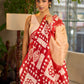 Elegant Red Pure Silk Saree with White Warli Art Print & Folk Motif Pallu