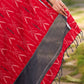 Black Cotton Checkered Saree with Contrasting Red Ikat Border
