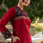 Classic Maroon Cotton Kurta Featuring Subtle Ajrakh Accents