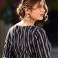 Bold Black Ikat Cotton Overlapping Blouse