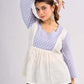 Powder Blue Dobby Cotton Contemporary Top with Soft Gathered Waist