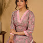 Gleam Grey Cotton Kurta with Paisley Prints and Crochet Charm