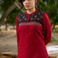 Classic Maroon Cotton Kurta Featuring Subtle Ajrakh Accents