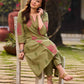 Soft Light Green A-Line Kurta With Artisanal Floral Hand Block Print