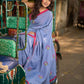 Light Grey Cotton Saree with Delicate Floral Hand Embroidery