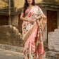 Pink Pastel Toned Tussar Silk Saree with Subtle Floral Print