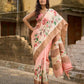 Pink Pastel Toned Tussar Silk Saree with Subtle Floral Print