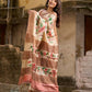Pink Pastel Toned Tussar Silk Saree with Subtle Floral Print