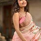 Pink Pastel Toned Tussar Silk Saree with Subtle Floral Print