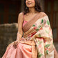 Pink Pastel Toned Tussar Silk Saree with Subtle Floral Print