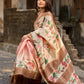 Pink Pastel Toned Tussar Silk Saree with Subtle Floral Print