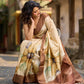Classic Beige Tussar Silk Saree with Artistic Floral Design