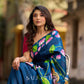 Navy Blue Tussar Silk Saree with Heritage Pichwai Print