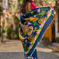 Navy Blue Tussar Silk Saree with Heritage Pichwai Print