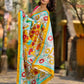 Aqua Blue Tussar Silk Saree with Statement Kalamkari Print