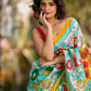 Aqua Blue Tussar Silk Saree with Statement Kalamkari Print
